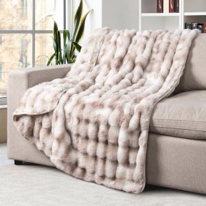 Life Comfort Bubble Faux Fur Throw soft plush reversible blanket