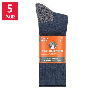 Men's outdoor crew socks 5 pair wool blend with cushion and arch support