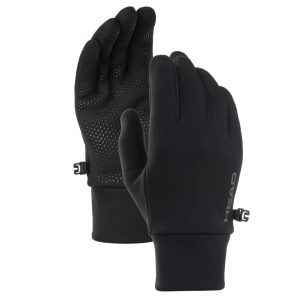 Men's black touchscreen running gloves with stretch fleece and silicone grip palm